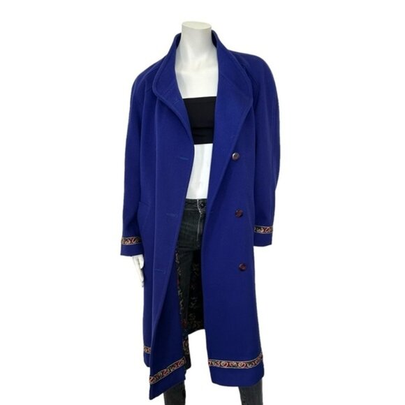 London Fog Vintage Wool Jewel Toned Purple Oversized Long Coat Jacket - Picture 3 of 15